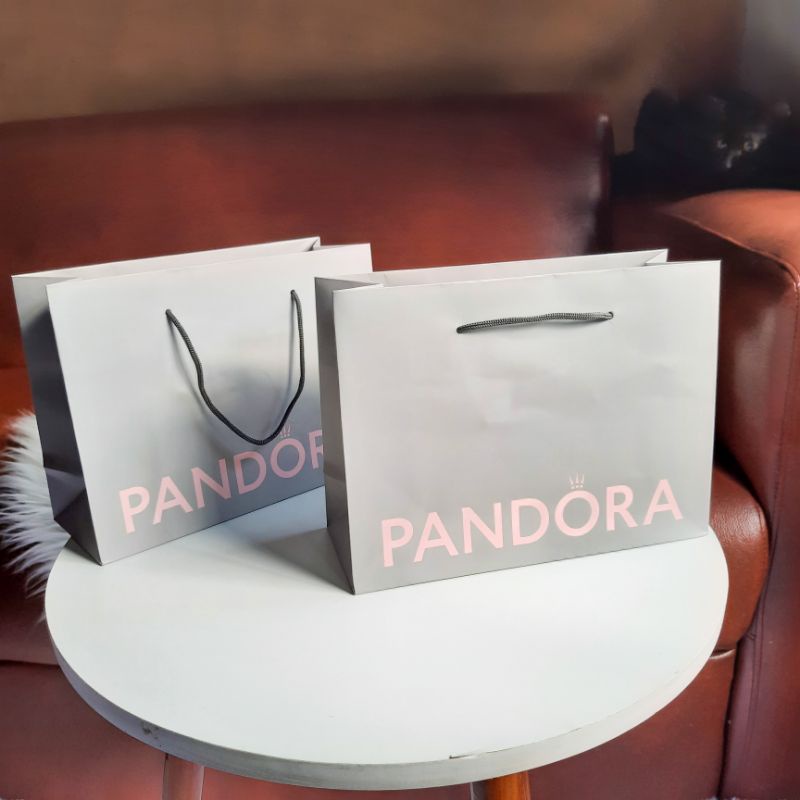 Paper Bag Pandora Grey Size Small 21,5 x 8 x 16 cm Gift Bag Tas Bungkus Kado Branded Aesthetic Kecil