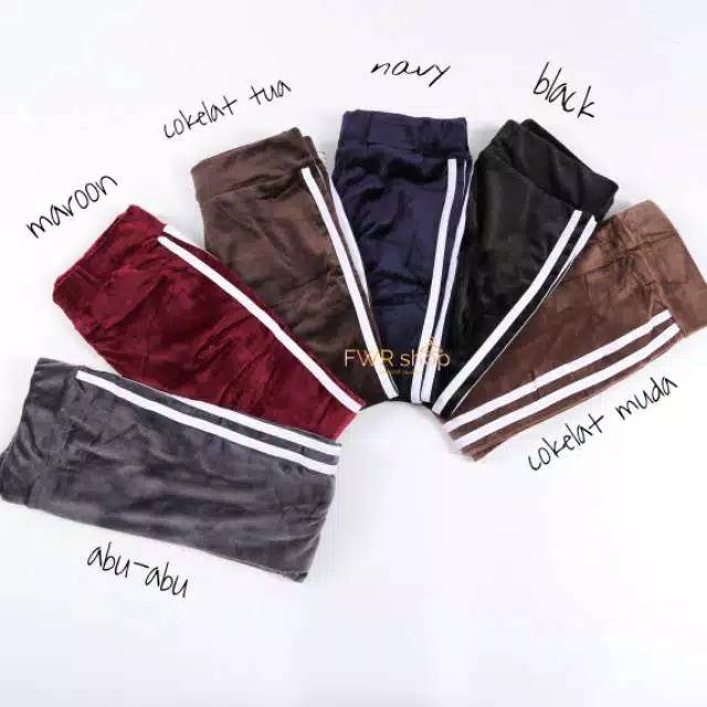 LEGGING LIST BLUDRU VELVET IMPORT bahan bludru