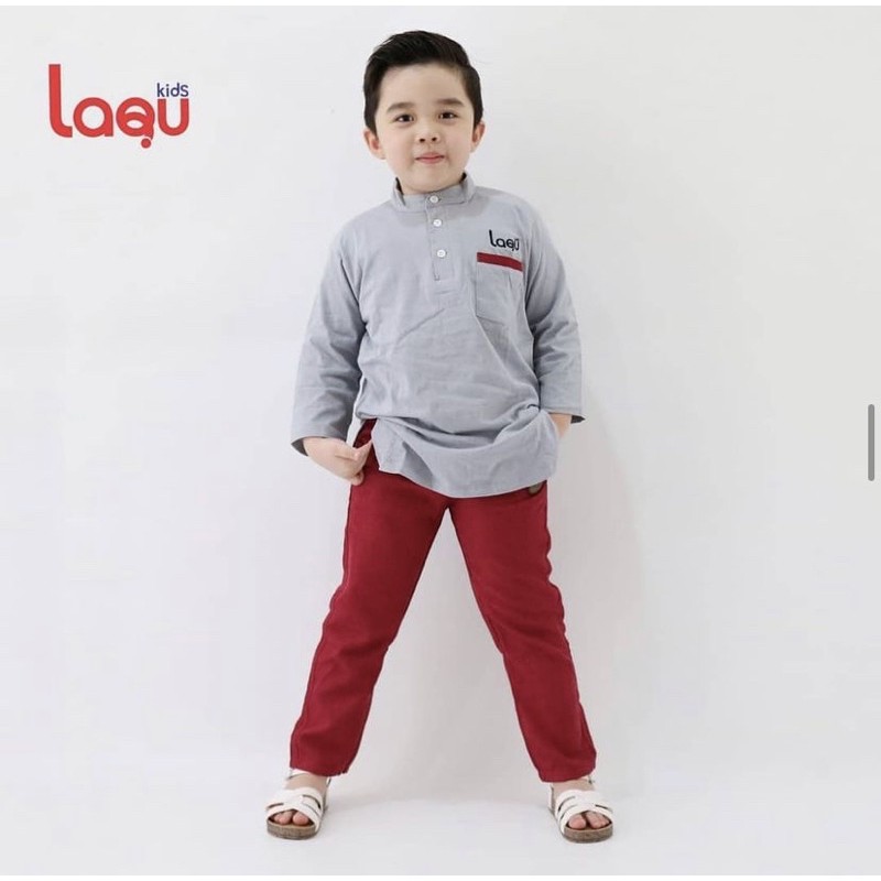 Laqu Setelan Kurta Koko Anak Laki Laki - Set Baju Muslim Lengan Panjang Lakilaki Size 2 4 6 8 10