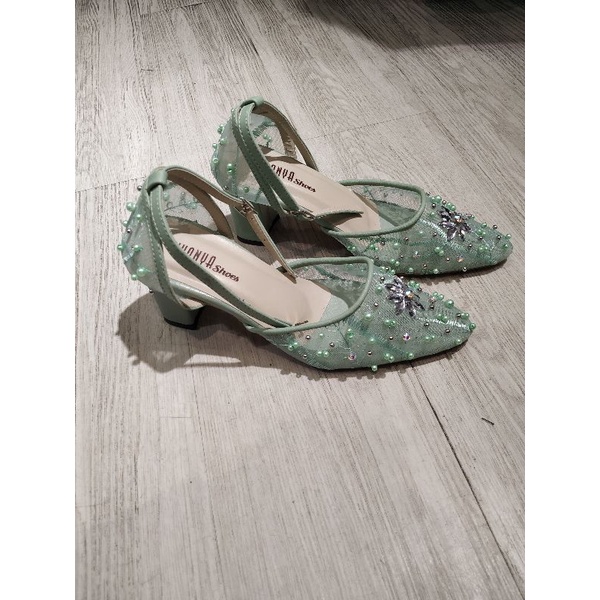 SEPATU PENGANTIN /Hijau Mint Hak 7 Cm