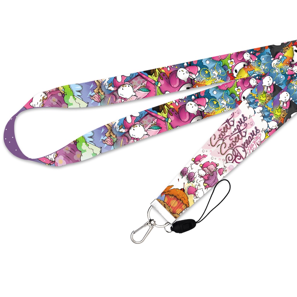 Tali lanyard Motif Kartun Kucing Warna pink Untuk Handphone