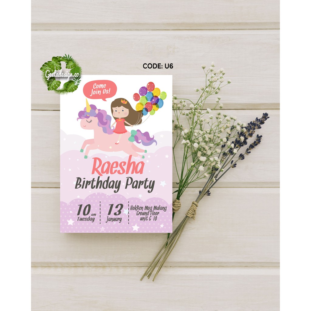 Undangan Ulang Tahun Unicorn