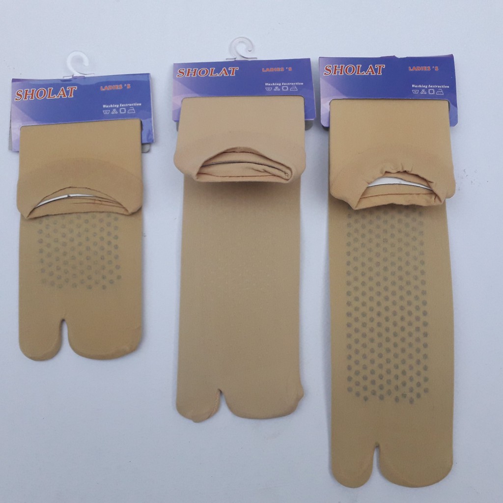 Kaos Kaki Stoking Jempol Tipis Anti Slip Wanita Warna Kulit Coklat Pendek Panjang Muslimah