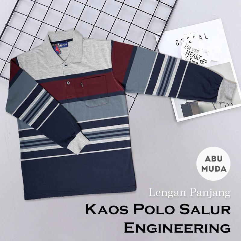 Kaospolos - Kaos kerah motif salur lengan panjang | polo shirt stripe engineering 7880