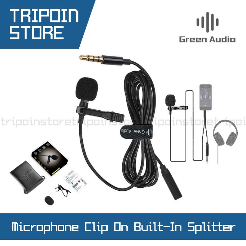 Microphone Mic Clip On Built-in Splitter Plug &amp; Play with Headphone