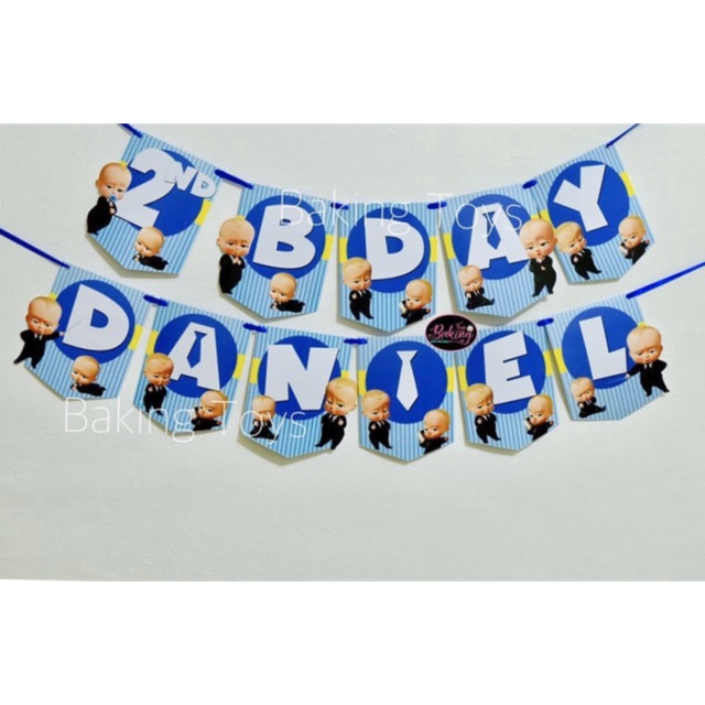 Baby Boss Flag Bunting Birthday / Hiasan Dinding Ultah Custom Huruf