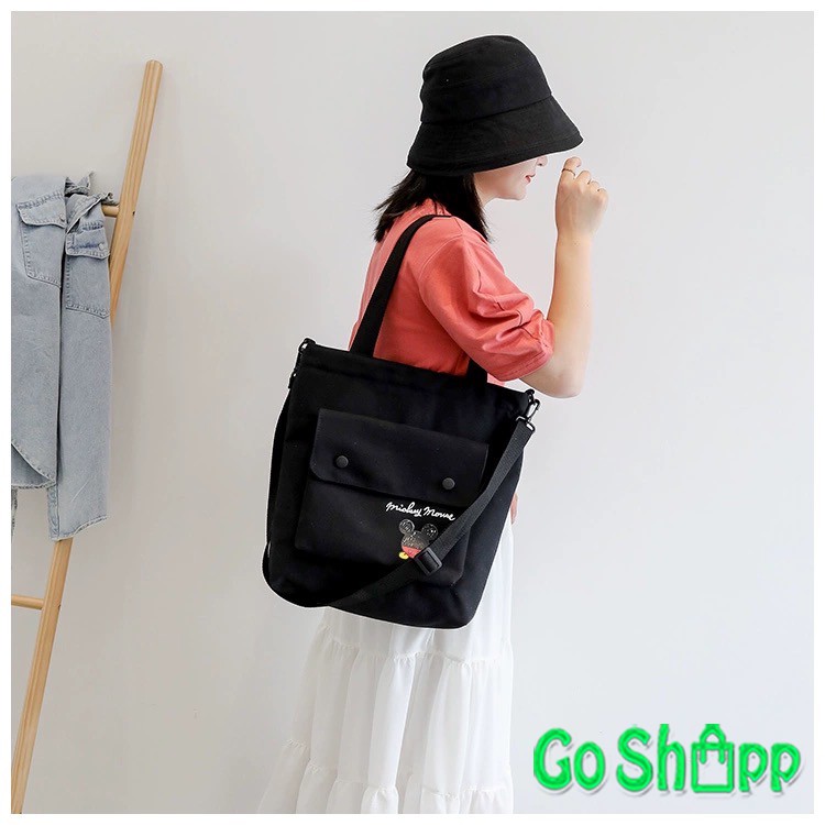 Totebag Kanvas Besar Import High Quality Dengan Tali Panjang - Totebag Fashion Korea Import [TE06]