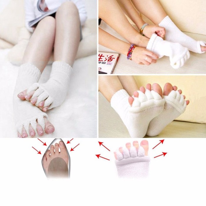 1 Pair Toe Separator jari Socks Bunion Care Protector Hallux Valgus Alat Terapi Jari Kaki Original