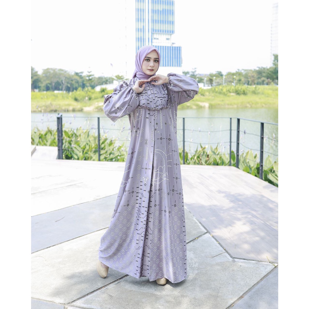 Dress Zulina Maxi motif / Maxmara silk lux / baju wanita / Pakaian Muslim / Fashion Wanita Muslimah