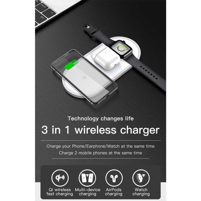 KUULAA 3 in 1 Qi Wireless Charger / Car Charger / Wireless Pad 3 in 1