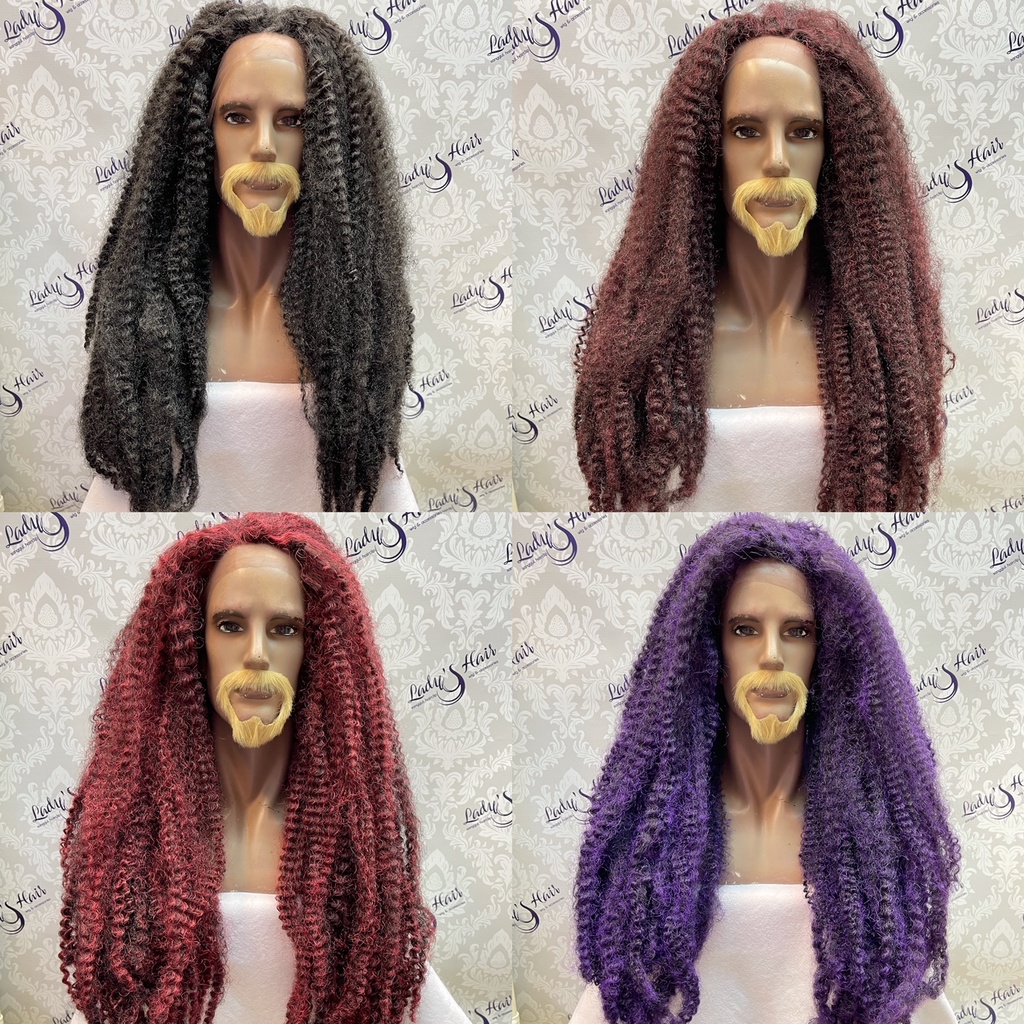 wig gimbal afro panjang bervolume unisex bahan kanekalon african