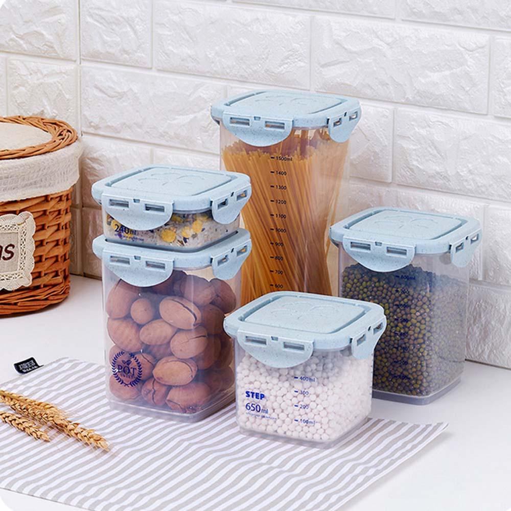 Rebuy Wadah Penyimpanan Makanan Biji-Bijian Multigrain Transparan Organizer Food Canister Perlengkapan Kue Penyimpanan Biji-Bijian Kaleng Tertutup