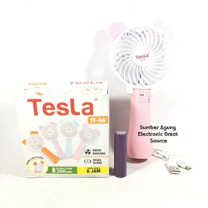 Tesla TF56 Mini Fan Kucing Cat Hello Kitty Kipas Kecil Portable 56 Cas