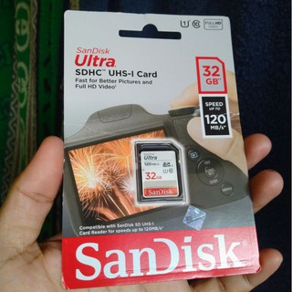 Sandisk SDHC Memory Card Camera Original 32GB Class 10 High Speed 120mbps Hologram Datascrip