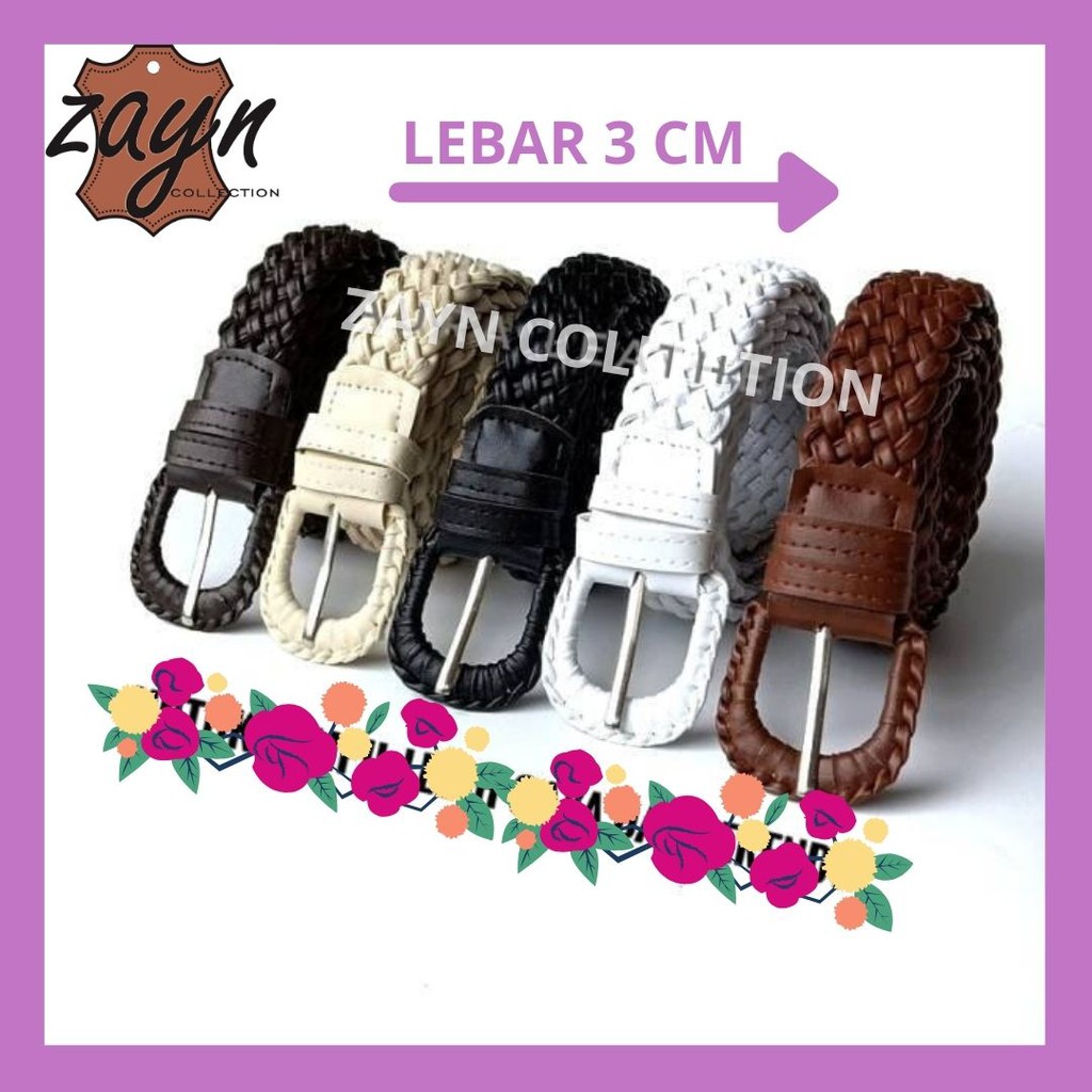 Ikat Pinggang Wanita Gesper Rajut Jalinan Belt Strap Kepang Anyaman Bahan Tambang Cantik Murah