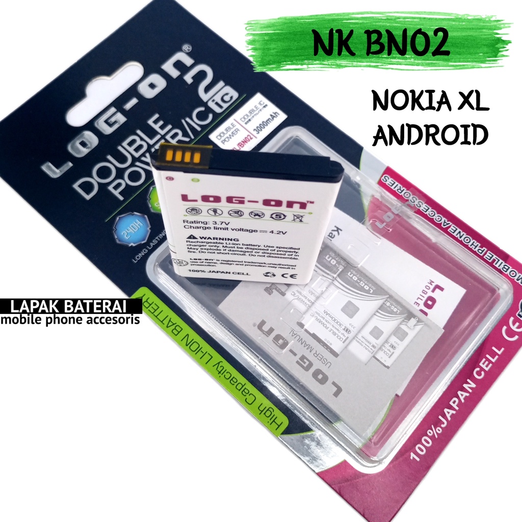 LOG - ON Baterai Nokia XL RM1030 BN02 | BN02 Double IC Protection Battery Batre