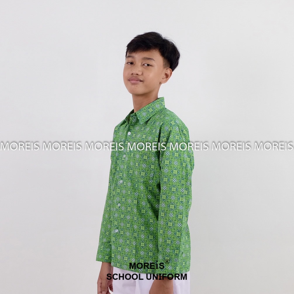 Seragam Baju Batik Panjang SD/MI/TK/PAUD JM Hijau 010