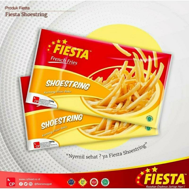 

Fiesta kentang 1kg shoestring french fries frozen beku makanan beku cemilan enak
