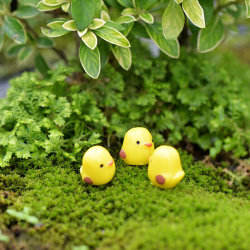 (dreamdreaming.id) 5pcs Miniatur Ayam Kuning Untuk Dekorasi Taman mini / Rumah Boneka / Terrarium DIY