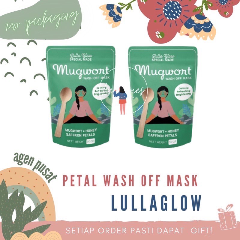 Lulla Glow Premium Organic Mask | Mugwort Saffron Petal Mask | Masker Organik [DISTRIBUTOR RESMI]