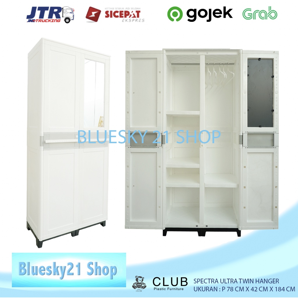 LEMARI PAKAIAN PLASTIK KACA JUMBO / LEMARI PLASTIK  GANTUNG KACA CLUB SPECTRA JUMBO MURAH / SPECTRA 
