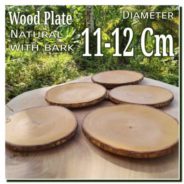 Piring kayu alami 11-12 cm wood plate tempat sambal saus mangkok saji