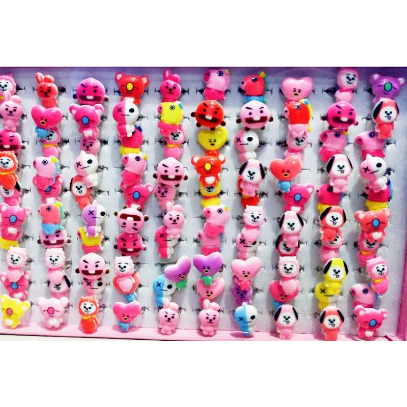 [ 1PCS] CINCIN KARAKTER ANAK BT21 BTS BUNGA UNICORN MAINAN ANAK KADO SOUVENIR