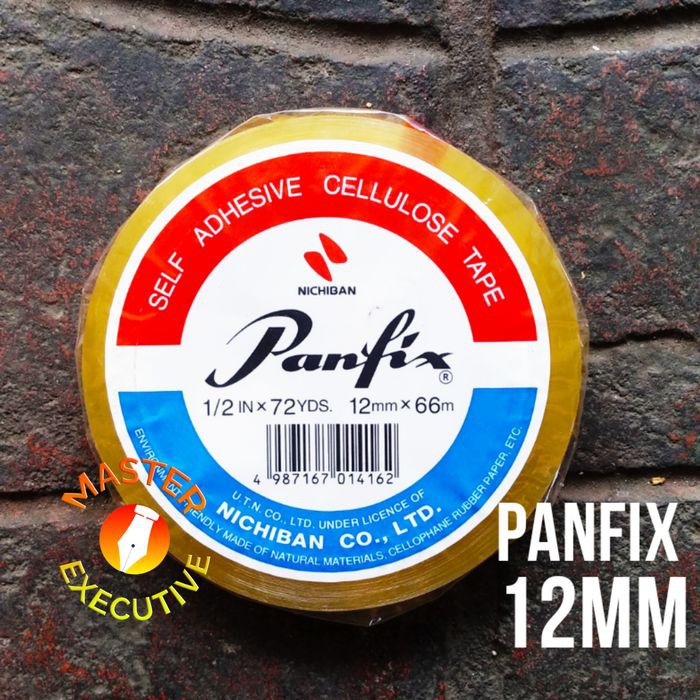 [Kaleng - 12 Roll] Panfix Cellulose Tape 12 mm x 66 m / Solasi 0.5 In x 72 Yards Solatip Selotip