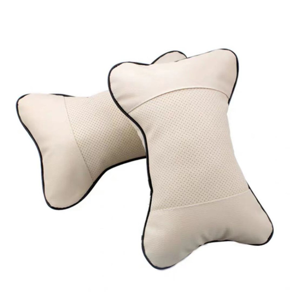 2pcs/set Car Neck Pillow PU Leather Breathable Mesh Auto Car Neck Rest Headrest Cushion Bantal Untuk Aksesoris Mobil Interior Bantal Leher Kursi Kepala Leher Penyangga Istirahat Kepala Yang Nyaman