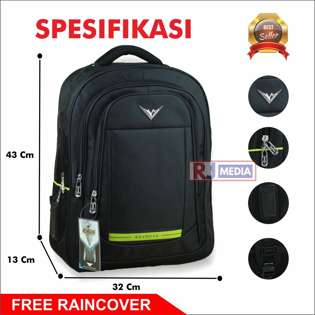 Tas Ransel Laptop REXSOVE ORIGINAL Backpack Sekolah Kuliah Formal Tebal Kuat Tas Pria Best Seller Tas Punggung Backpack SMP SMA Kuliah Kerja Dinas Seminar Bahan Tebal Awet Kuat Bagus