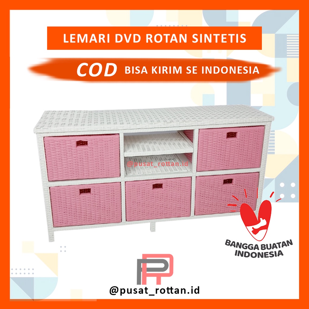 Rak DVD Rotan Sintetis / Lemari TV Rotan Sintetis