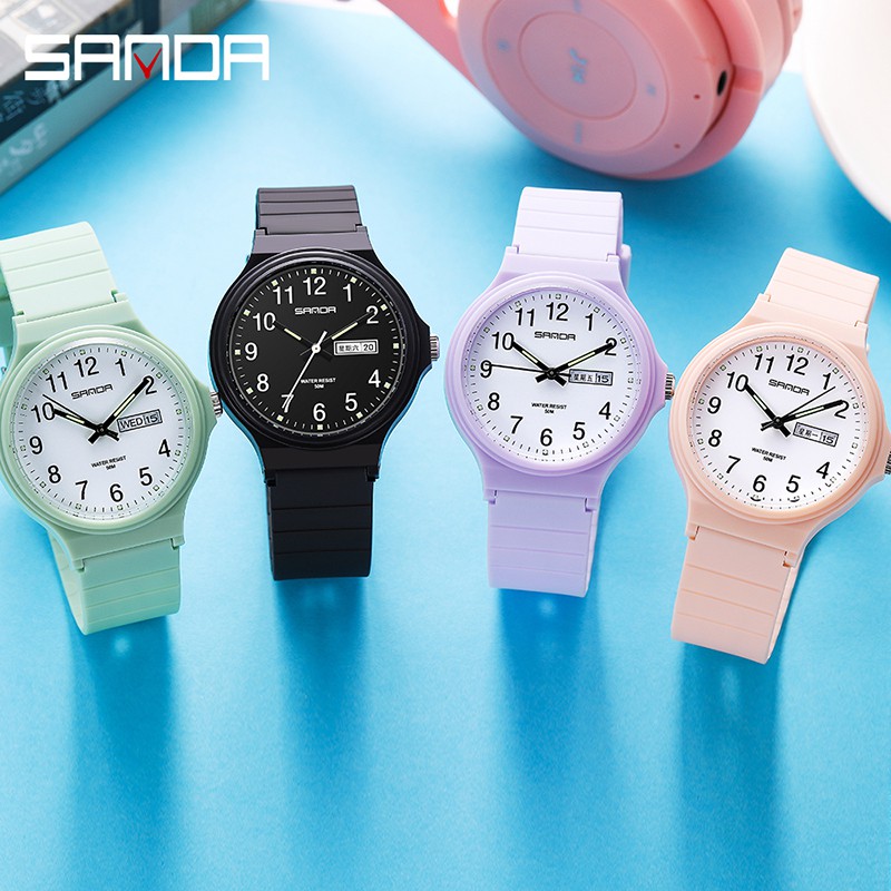 SANDA 6060 Jam Tangan Wanita Pria Analog Sport Tali Rubber Luminous WATCHKITE WKOS