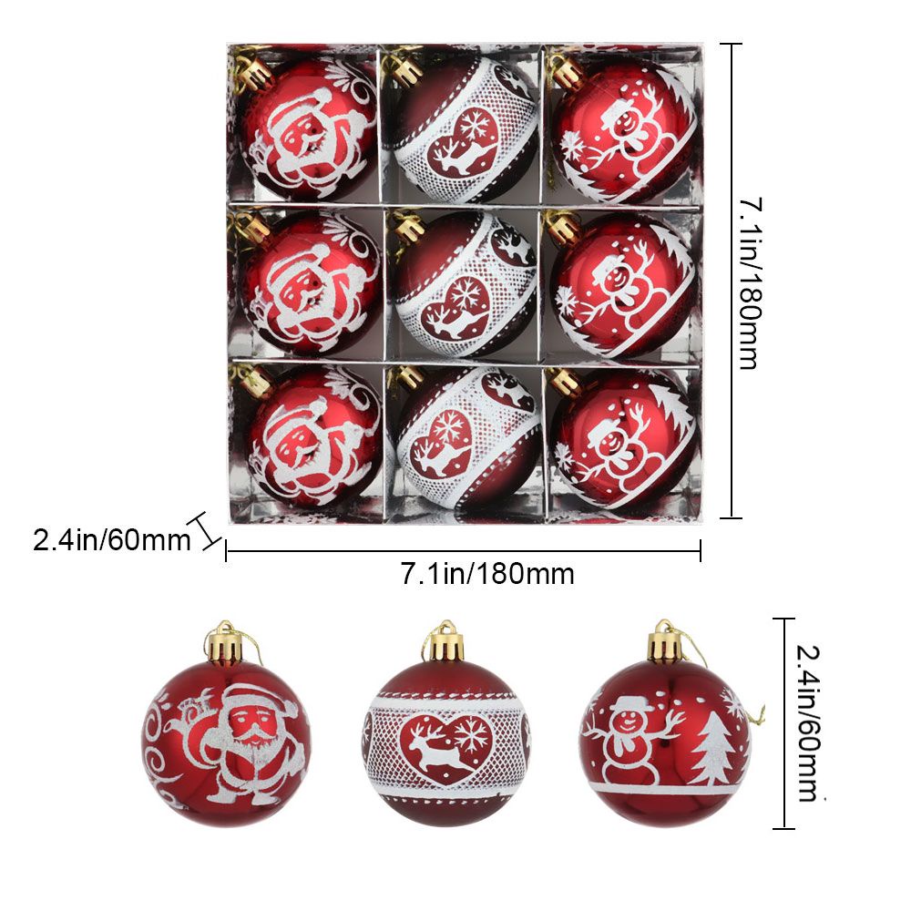 9 Pcs Liontin Bola Bulat Motif Lukisan Tangan Ukuran 6cm Untuk Dekorasi Pohon Natal Tahun Baru 2023