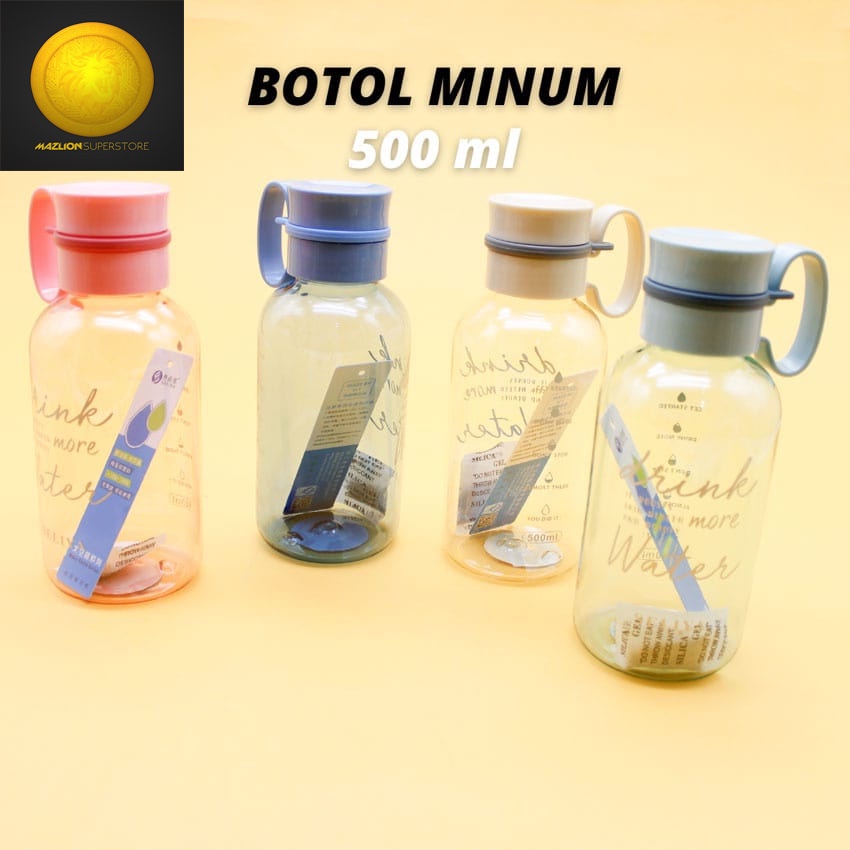 Botol Minum Drink More Water Bening 650 ml - Botol Minuman Thumbler Sedotan - Infused Bottle 7689-1