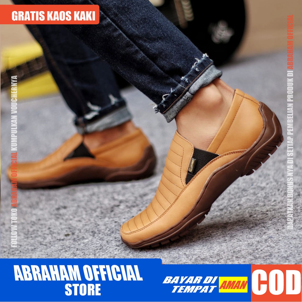 ABRAHAM Sepatu Slip On Kulit Asli Selop Kerja Pria