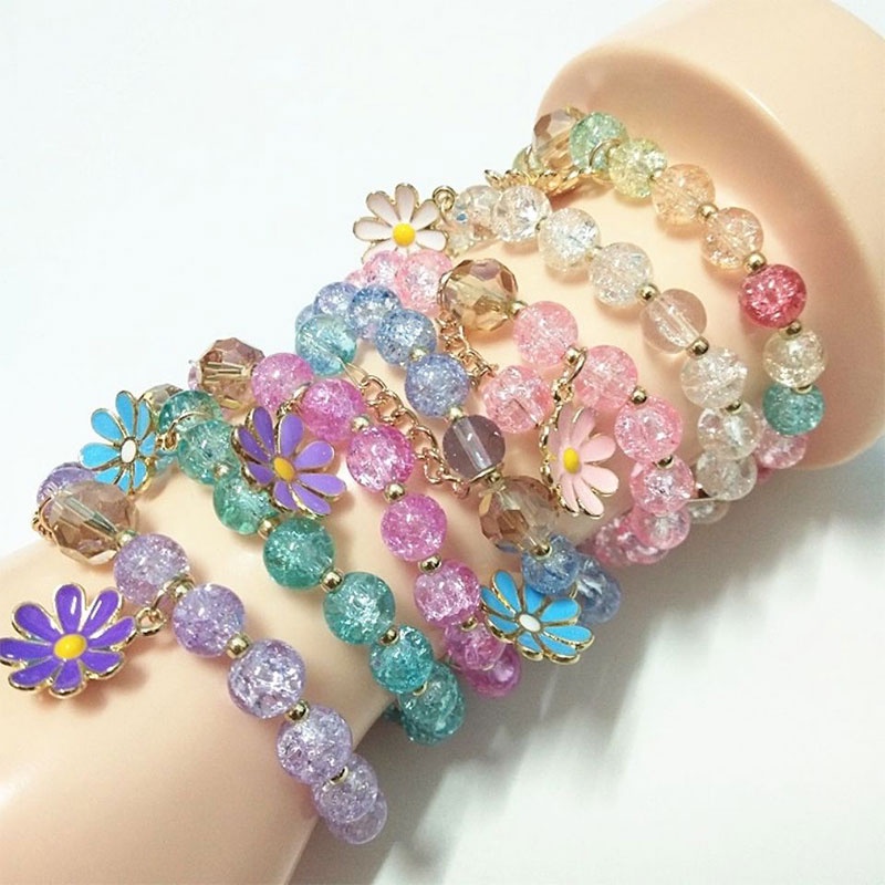 Indah Kristal Manik-manik Gelang Wanita Daisy Pesona Gelang Pergelangan Tangan Rantai