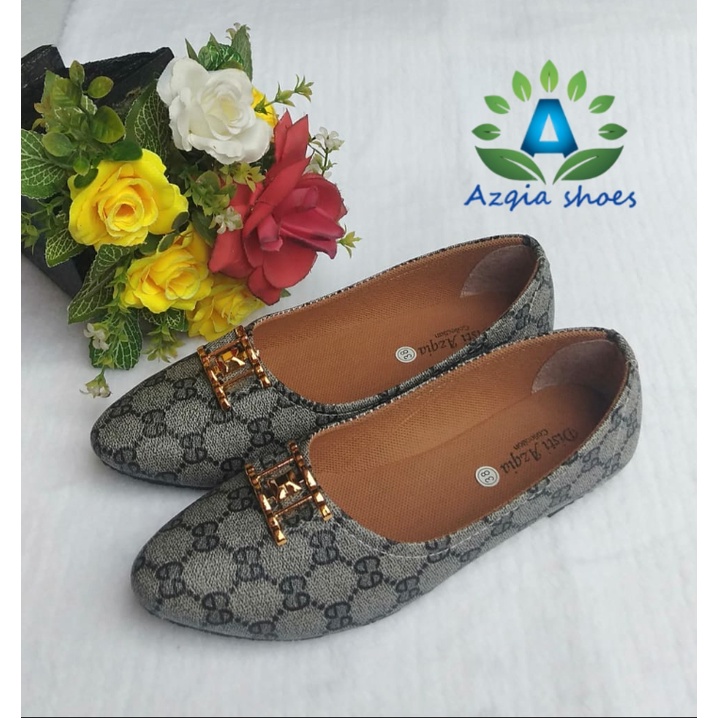 sepatu flat shoes terbaru motif gcci/sepatu balet termurah harga promo