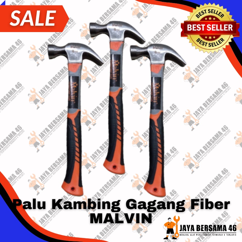 PALU KAMBING GAGANG FIBER MALVIN 8OZ 16OZ / PALU MARTIL KAMBING TUKANG / MARTIL CABUT PAKU / PALU CLAW HAMMER GAGANG HANDLE KARET HIGH QUALITY