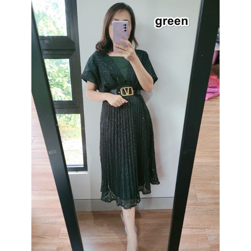 Dress hijau botol brokat Cantik