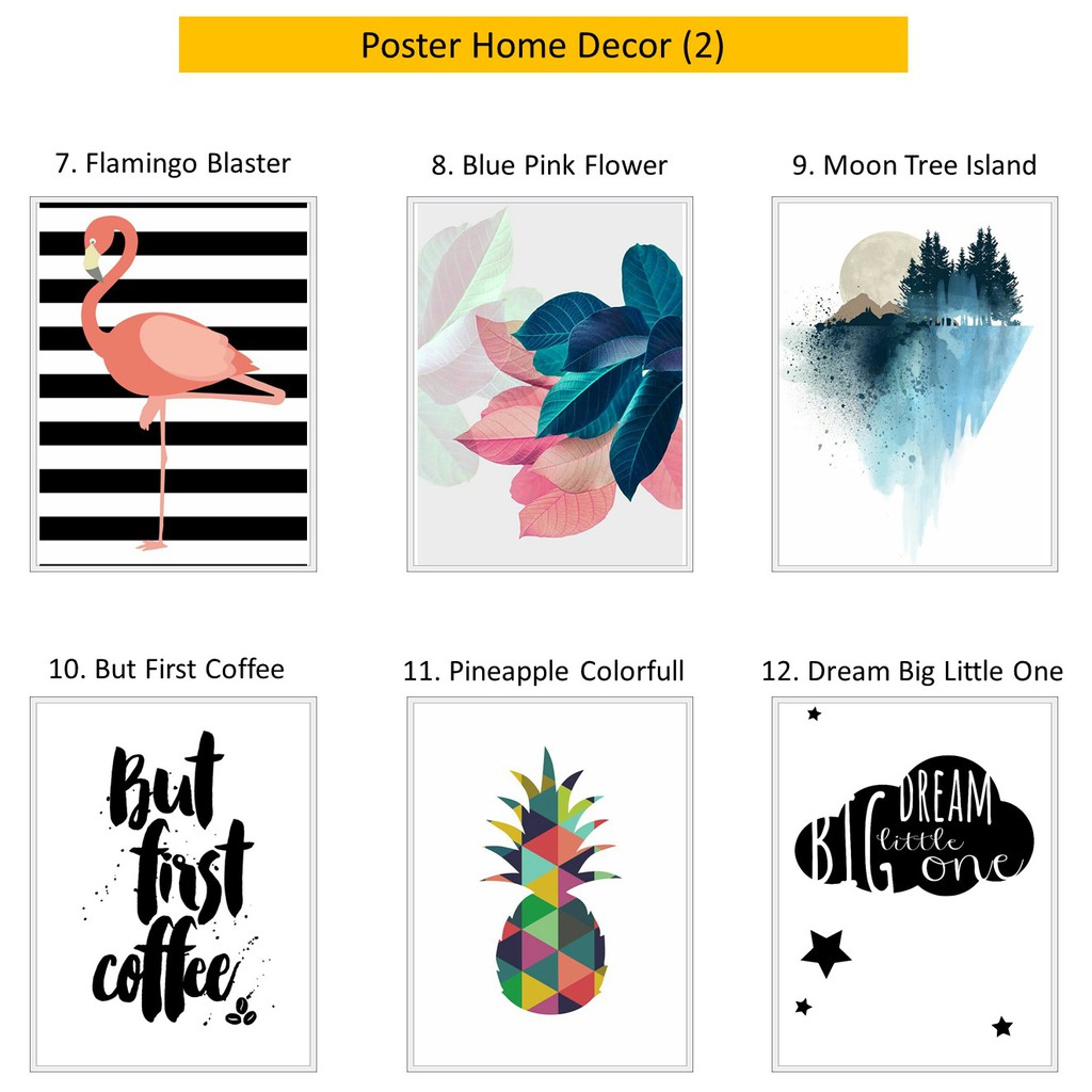 Home Decor 2 Poster Hiasan  Pajangan Dinding  Kantor Rumah 