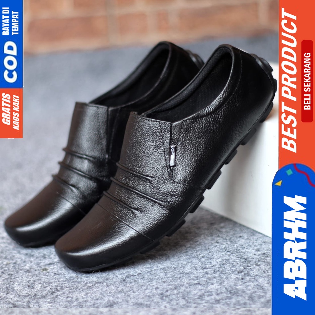 ABRHM FLUD Sepatu Formal Pantofel Kerja Hitam