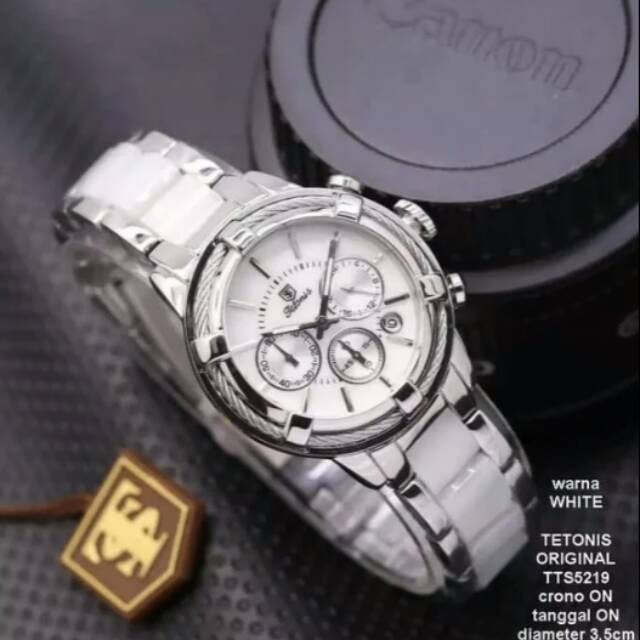 Jam Tangan Wanita Elegan Exclusive TETONIS ITALY Original Watch White Silver