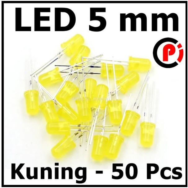 Per Bungkus isi 50pcs LED 5mm Nyala Kuning Diffused Yellow 5 mm 50 Pcs