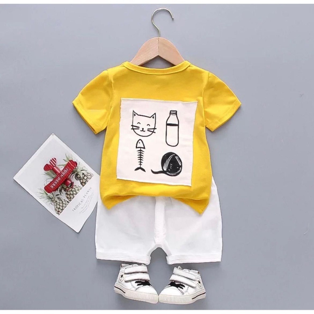 PROMO TRENDY SETELAN NEW BAJU BAYI ANAK MOTIF KUCING POP KITTY USIA 6 BULAN-5 TAHUN (UNISEX) BAHAN KATUN PREMIUM TERLARIS TERMURAH/ SETELAN NEW BAJU BAYI ANAK LAKI-LAKI/ SETELAN NEW BAJU BAYI ANAK PEREMPUAN/ SETELAN NEW BAJU BAYI ANAK COWOK