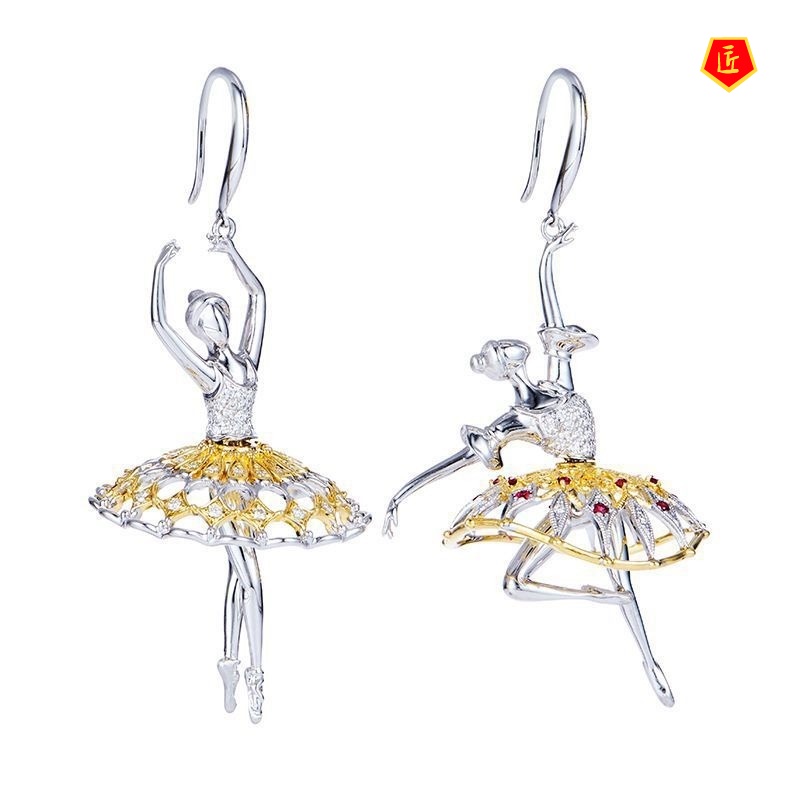 [Ready Stock]Creative Ballet Earrings Ruby Elegant Graceful