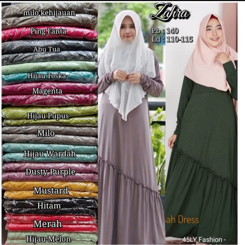 Gamis jersey rempel miring