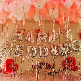 Set Balon Model Foil Desain  Tulisan  Happy Wedding  Untuk 