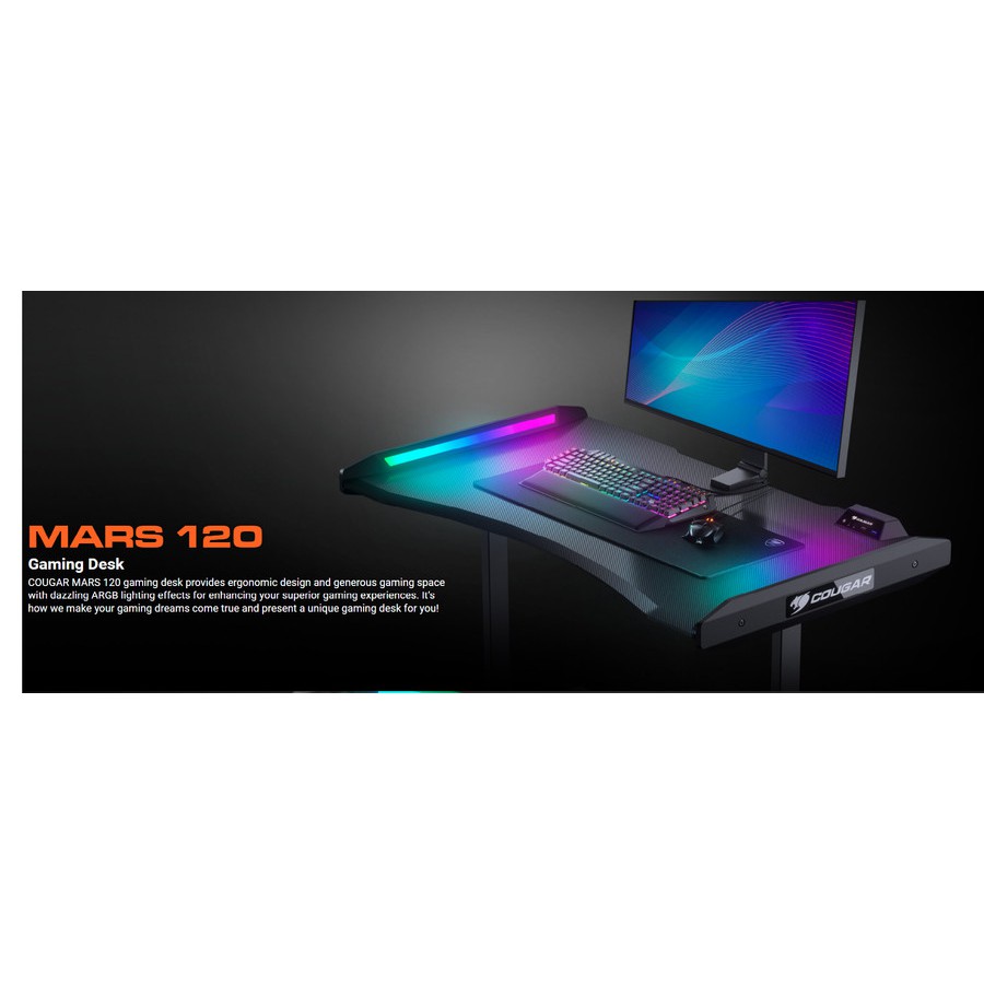 Meja Cougar Mars 120 RGB - Meja Gaming Cougar Mars 120 - Meja Mars 1250x810x740cm