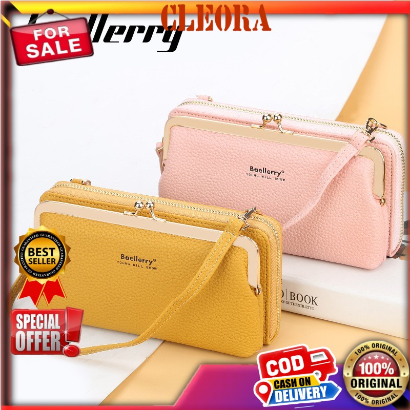 Tas Selempang Wanita BAELLERRY Original Bahan Kulit PU Leather Premium Kekinian Dompet Tali Jinjing 