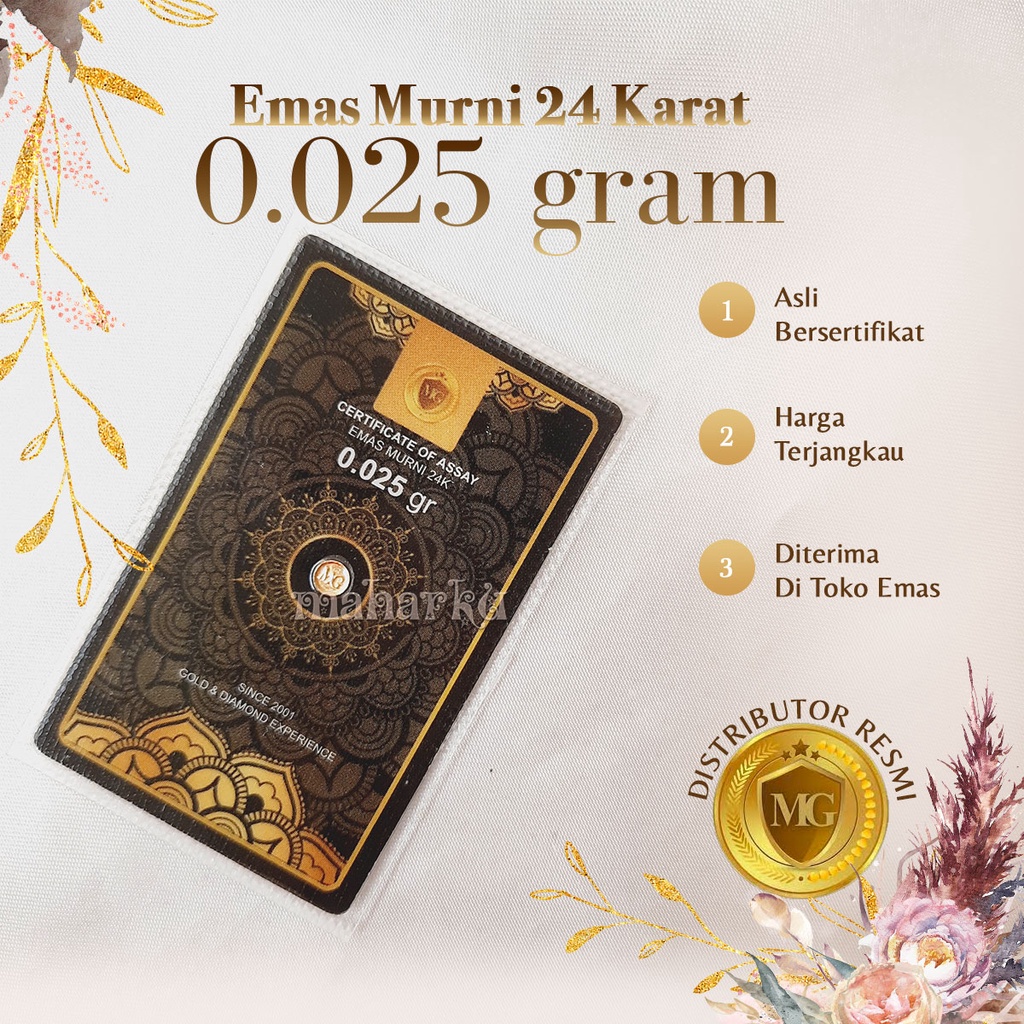 LOGAM MULIA 0.025 gram Minigold EMAS 24KARAT Murni Bersertifikat